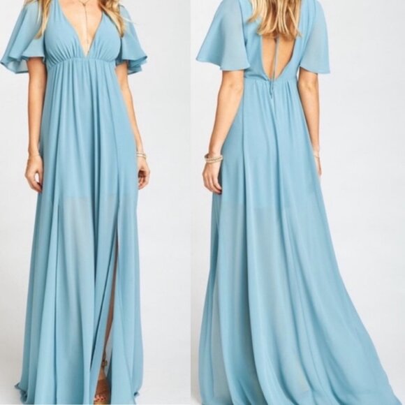 NWT Show Me Your MuMu‎ Maxi Dress Faye Flutter Blue Size XS New With Tags Boho - Picture 2 of 13